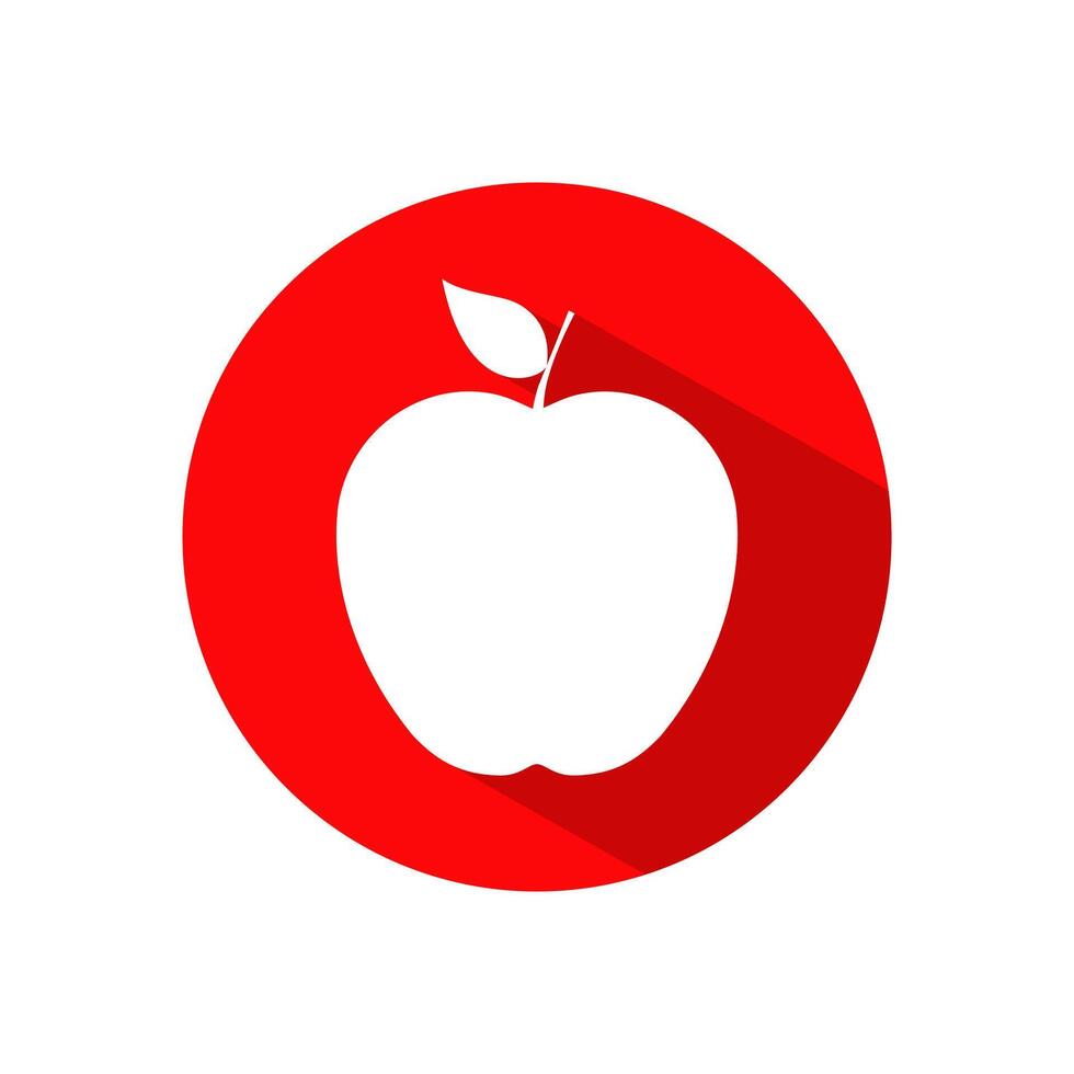 Apple fruit icon vector with long shadow