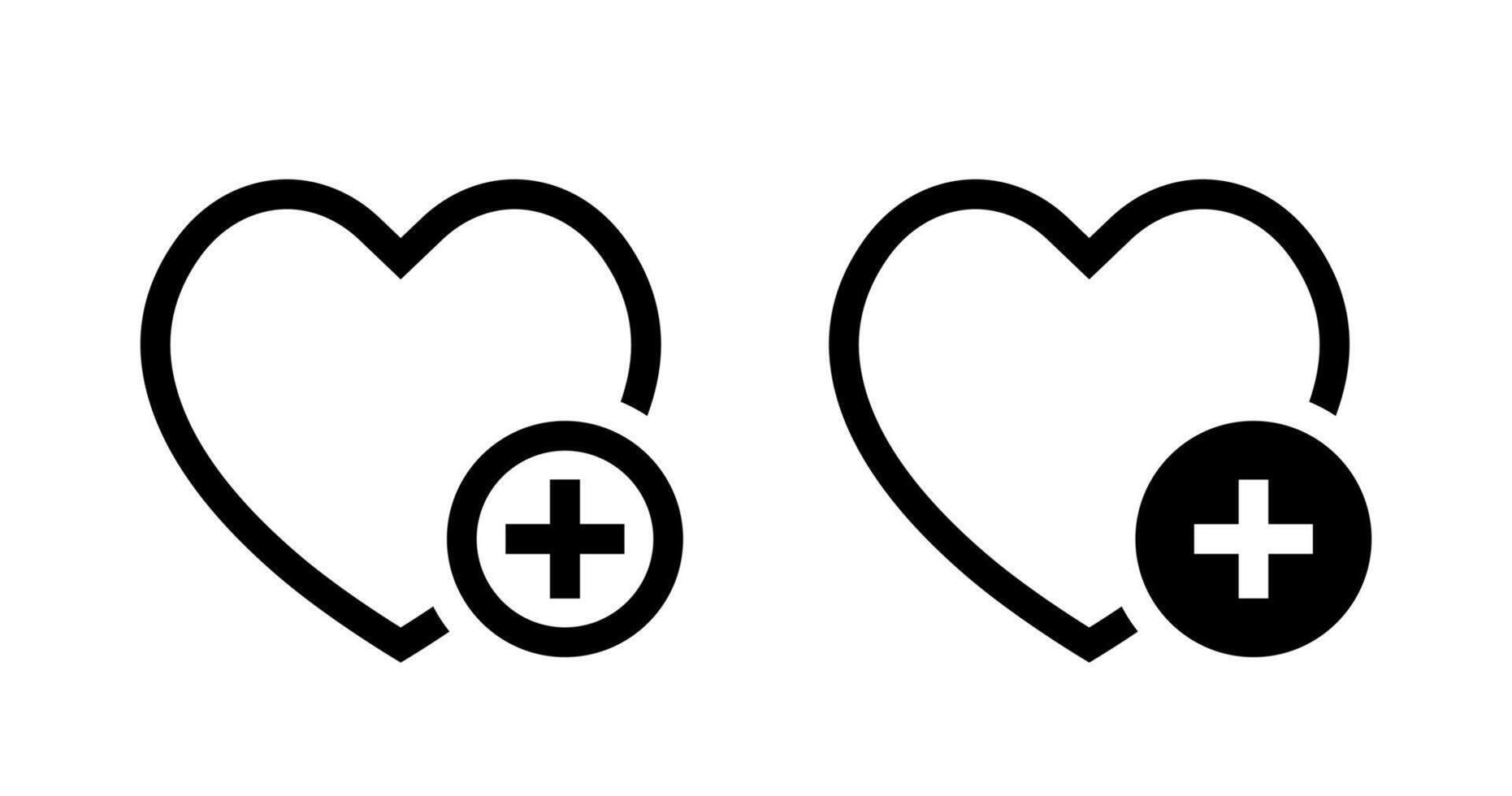 Add to wishlist love line icon vector. Heart with plus symbol vector