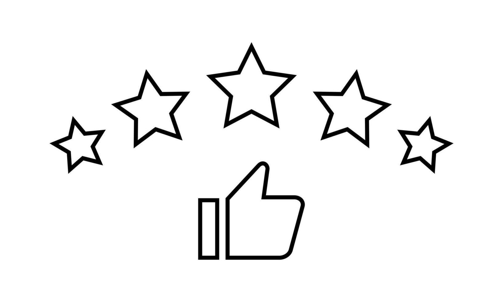 Customer satisfaction rating icon in line style. Five star with thumb up vector