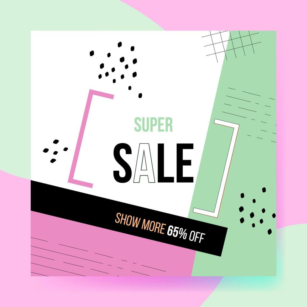 Colorful abstract sale post. Template design for special offers advertisement. Vector illustration