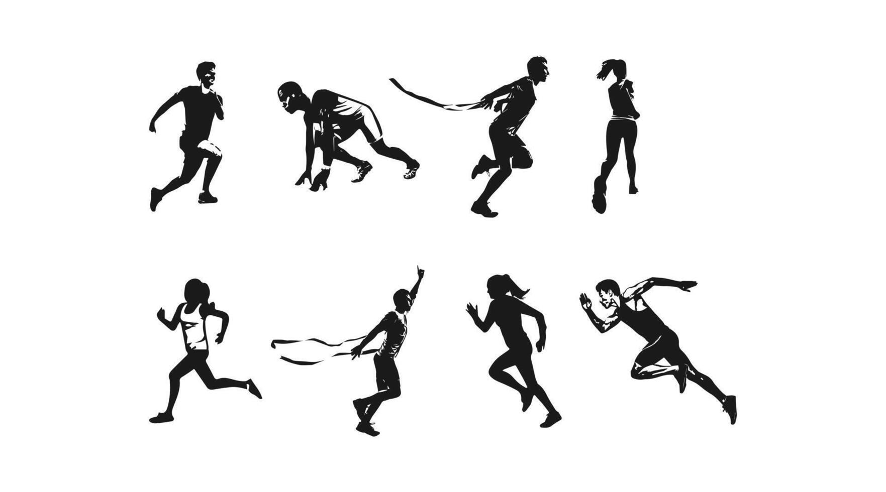 vector illustration of running athlete silhouette