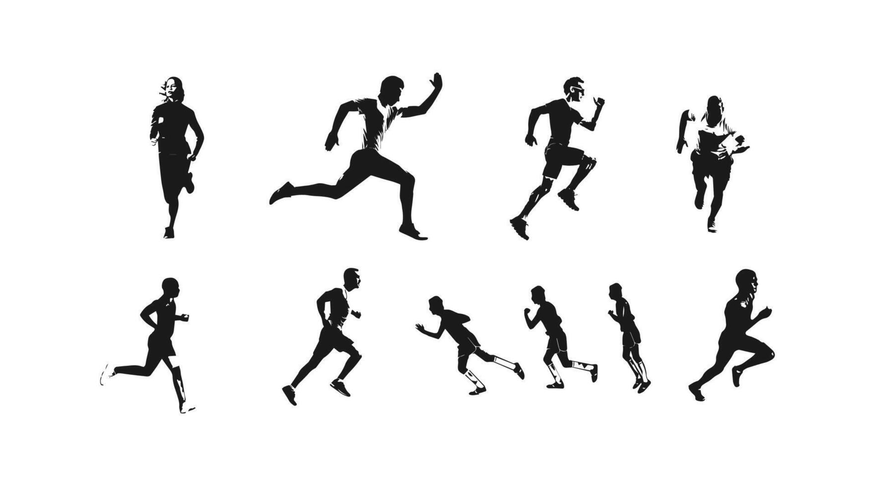 vector illustration of running athlete silhouette