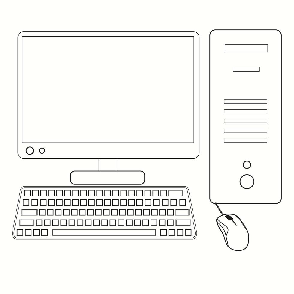 Desktop computer vector icon illustration eps