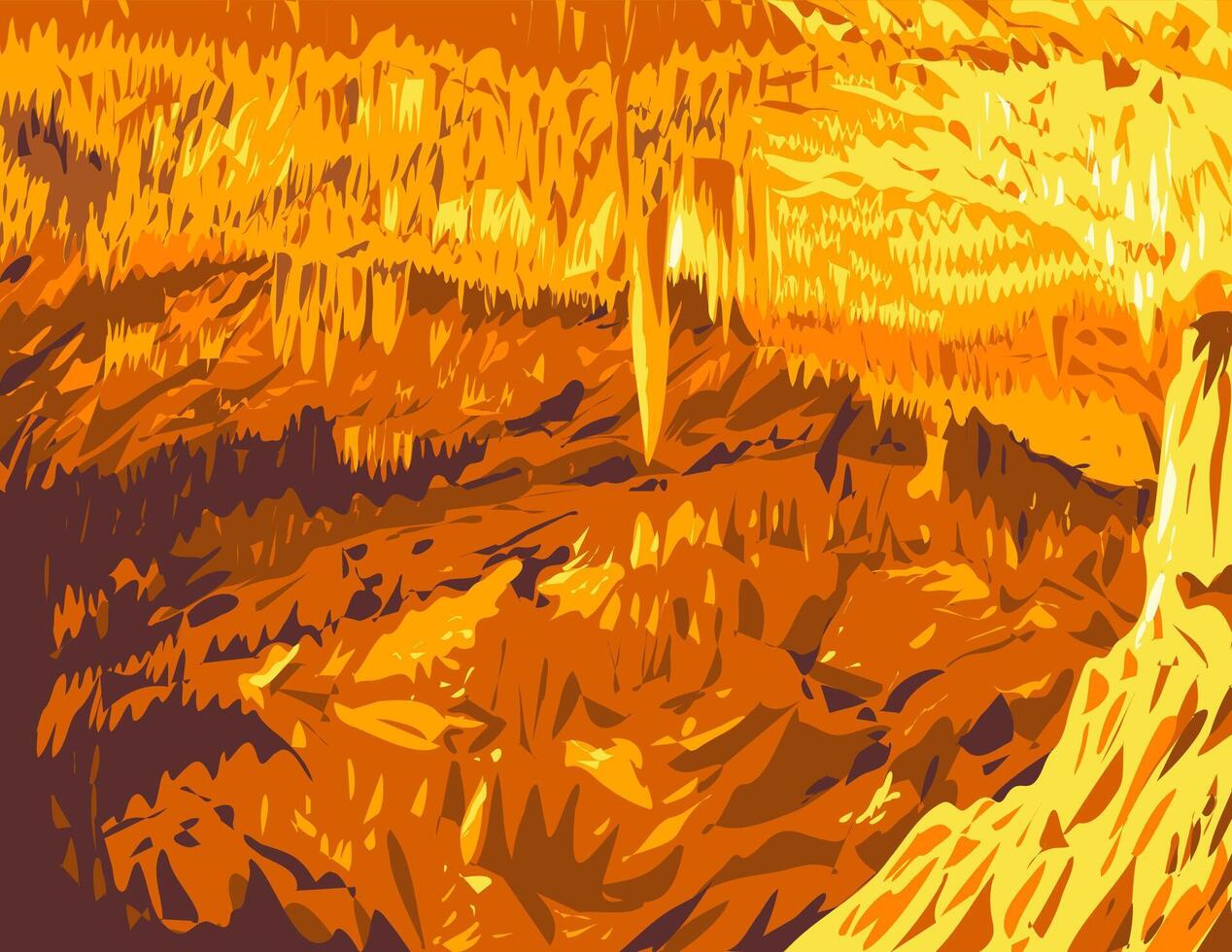 Bulwang Crystal Caves in Mabinay Philippines Art Deco WPA Poster Art vector