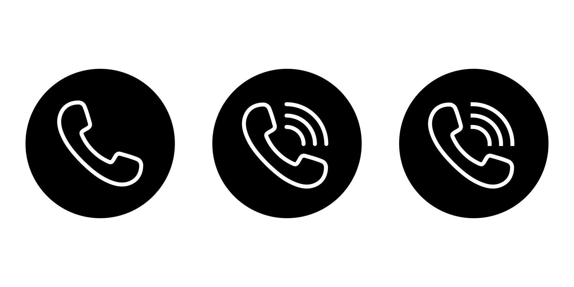 Call, handset line icon vector on black circle