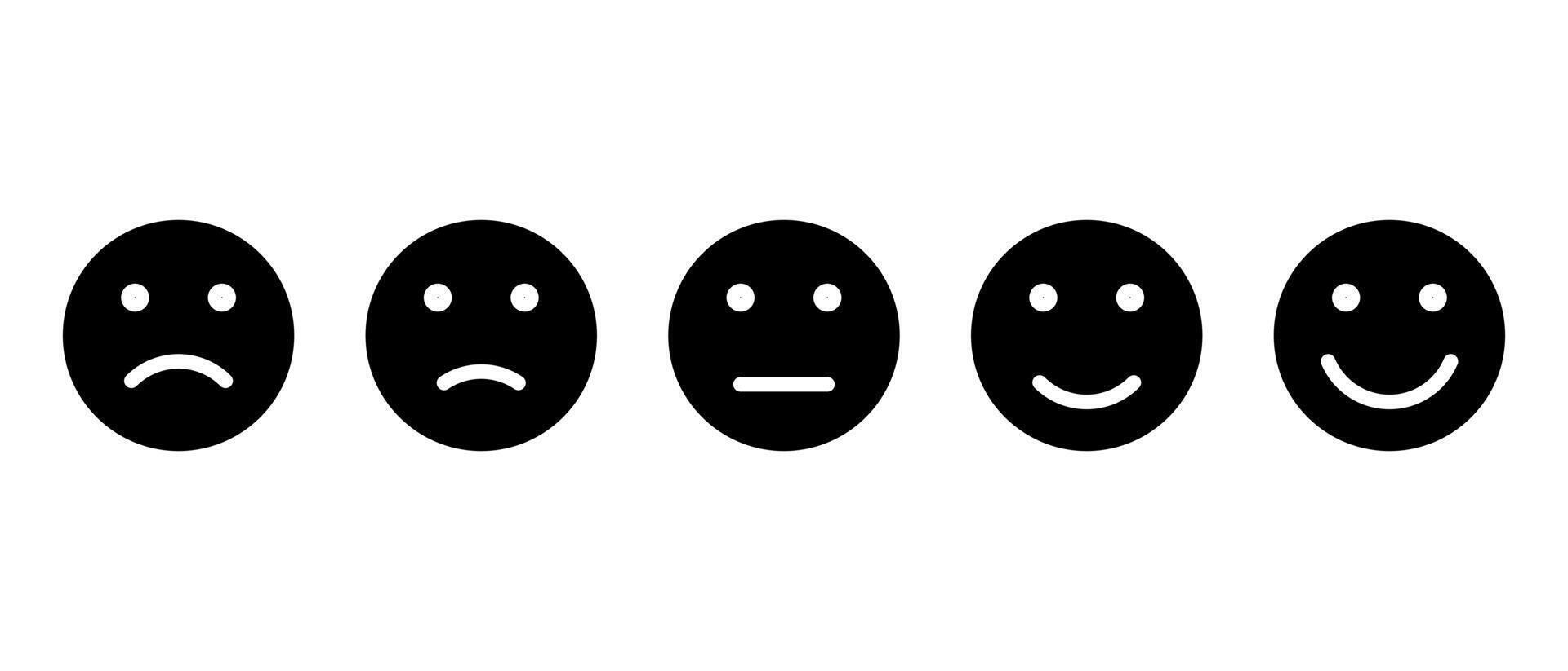 Customer level satisfaction emoticon icon vector. Five facial expression of feedback sign symbol vector