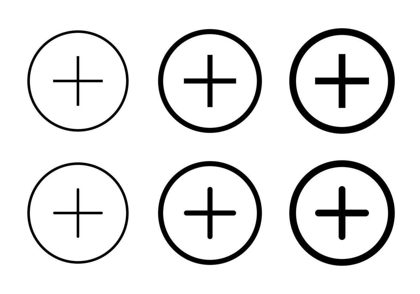 Add button icon vector in line style. Plus sign symbol on circle. Editable stroke