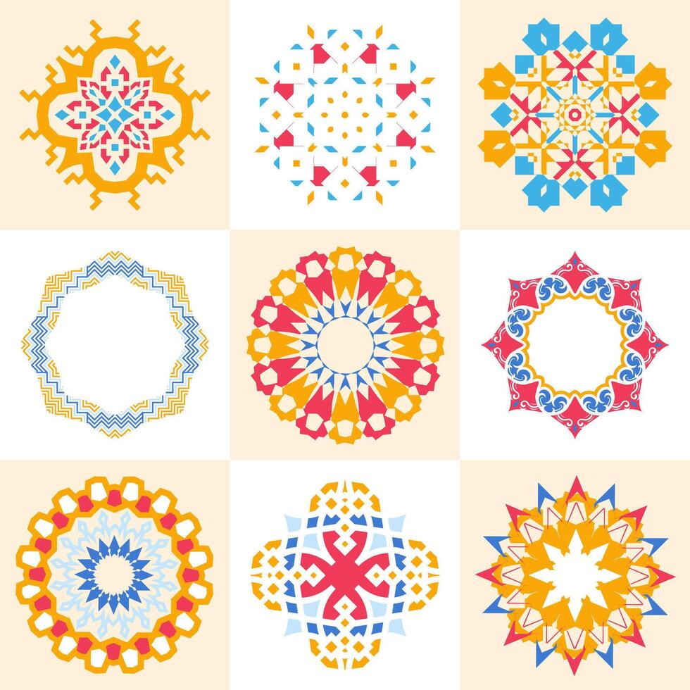 mandala ornament islamic decoration set vector