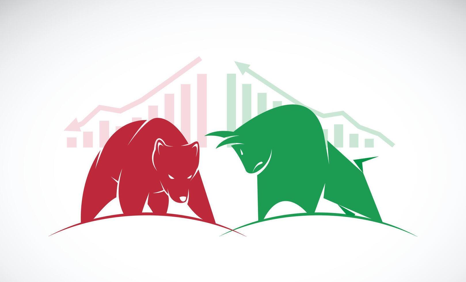 vector de toro y oso símbolos de valores mercado tendencias el creciente y que cae mercado.