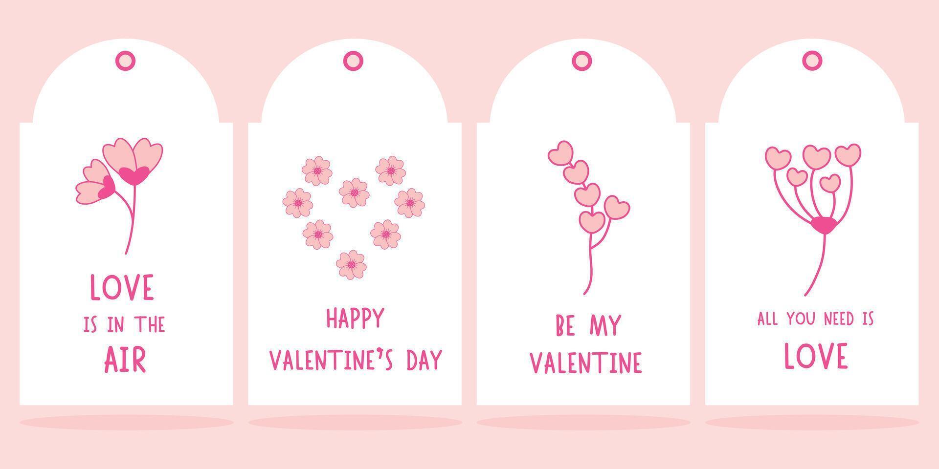 Set of Valentines day gift tag. vector