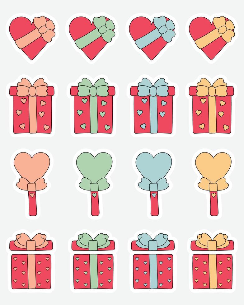 Set of Valentine's day stickers, badge and more. vector