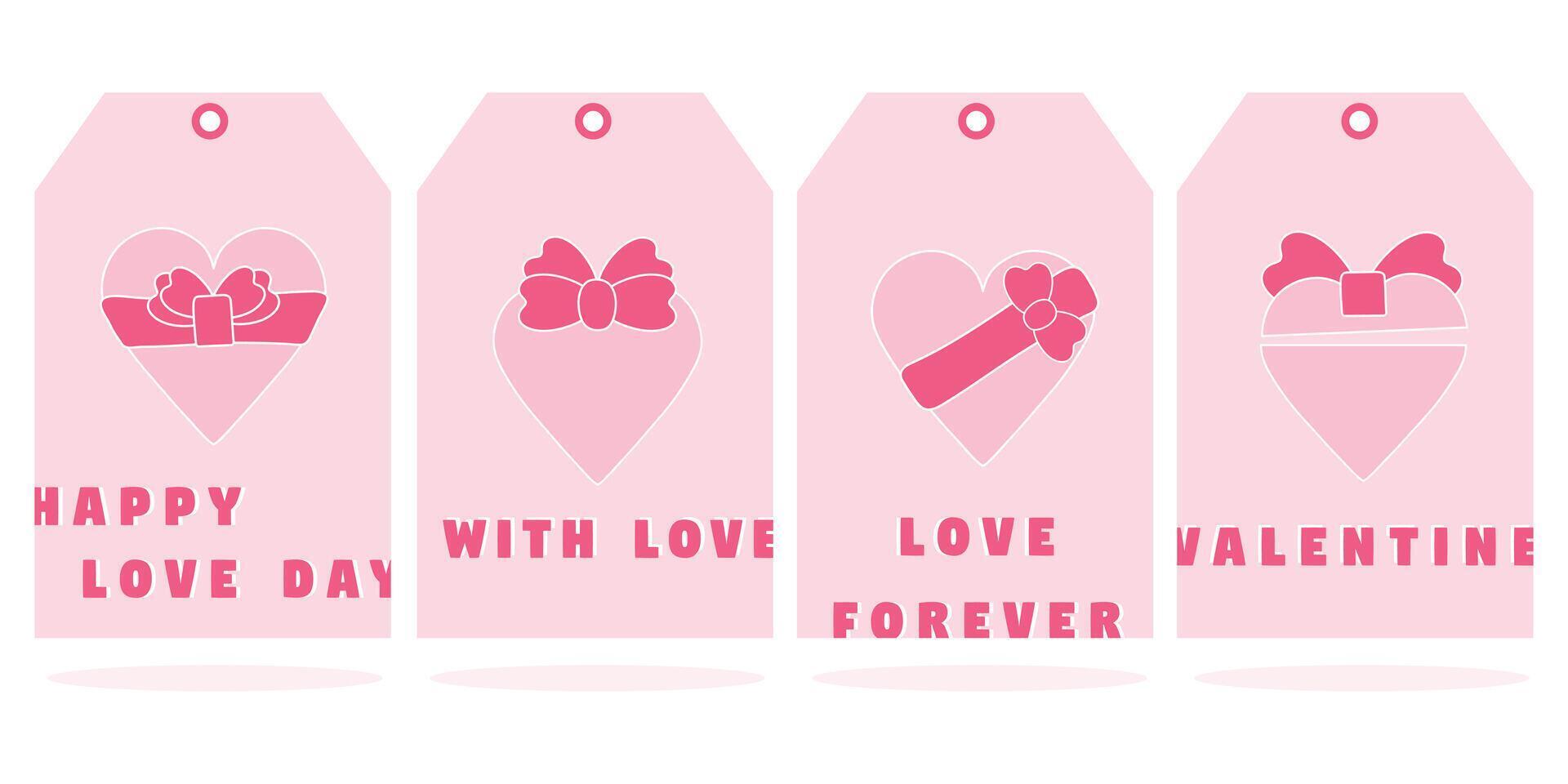 Set of Valentines day gift tag. vector