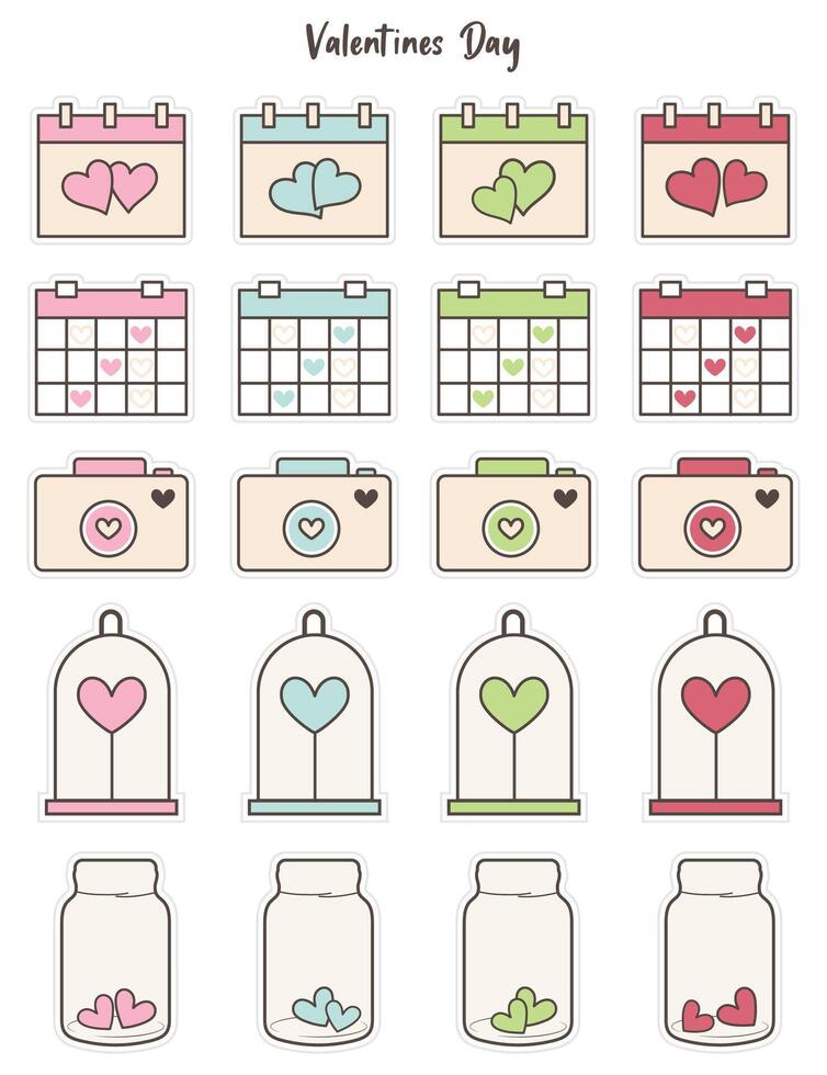 Set of Valentine's day stickers, badge and more. vector