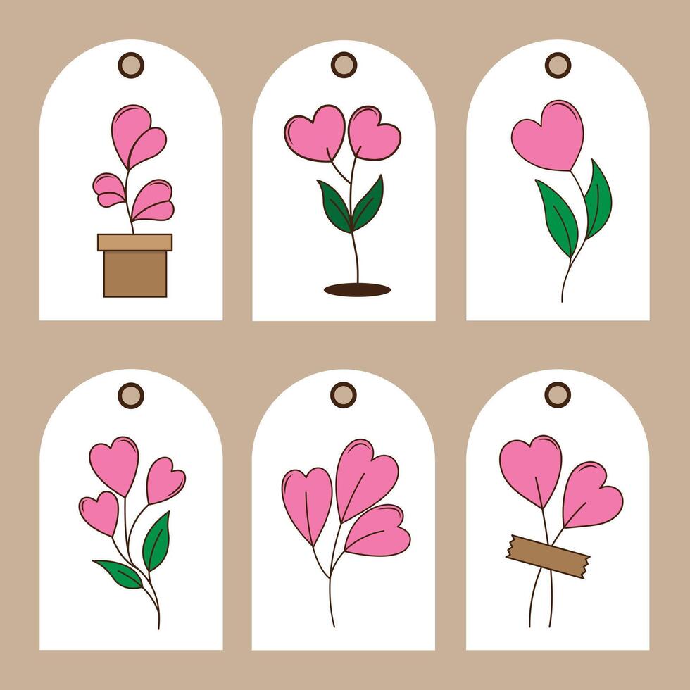 Set of Valentines day gift tag. vector