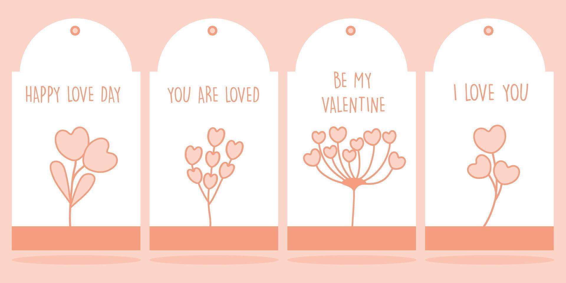 Set of Valentines day gift tag. vector