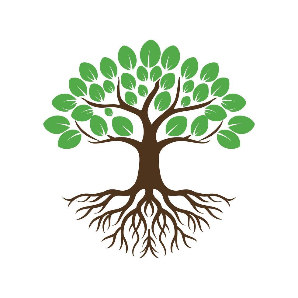 Tree with roots vector illustration