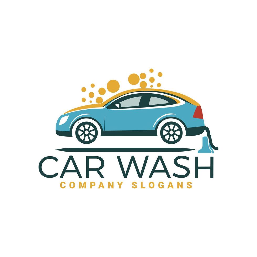 Flat car wash company logo vector