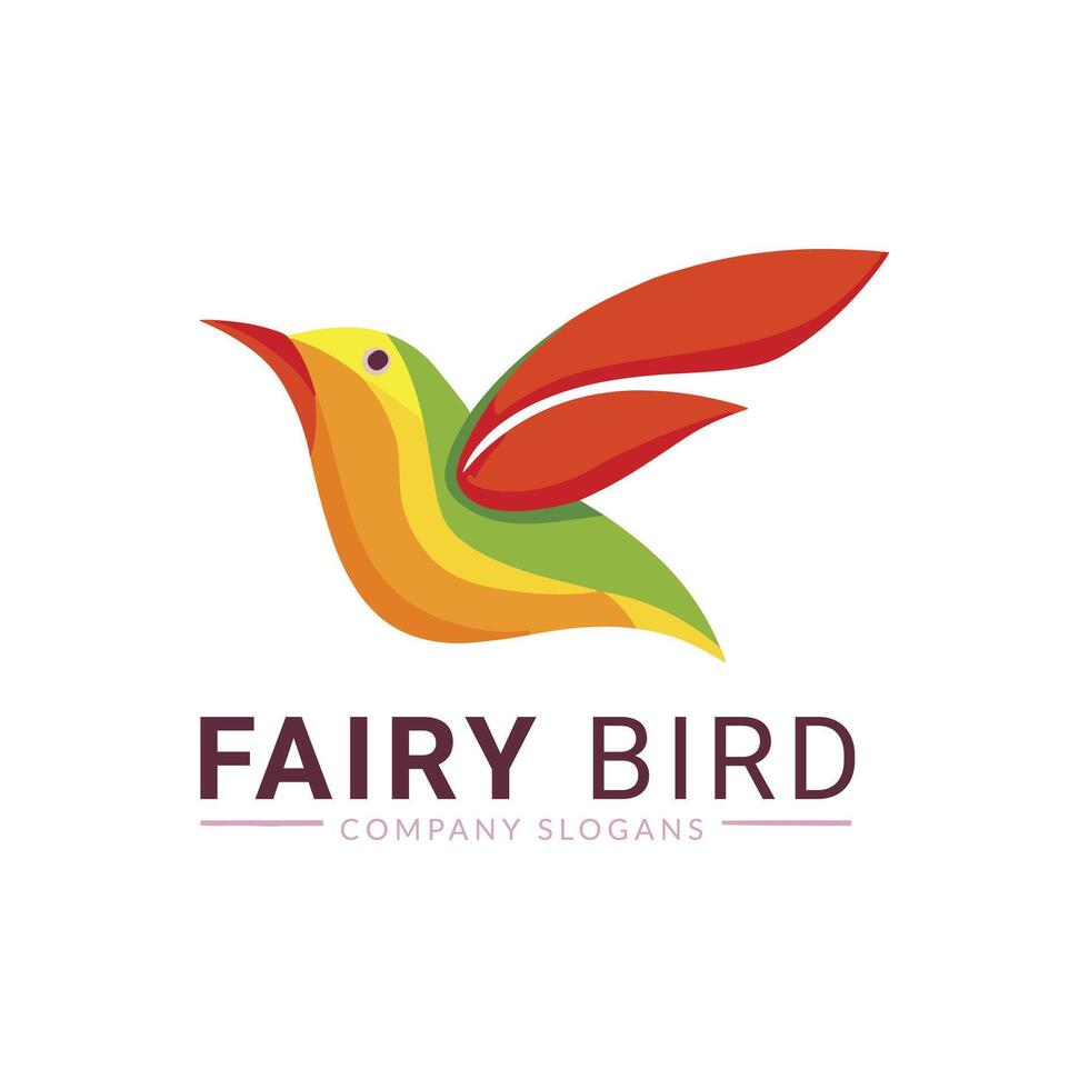 Fairy bird flat design logo vector