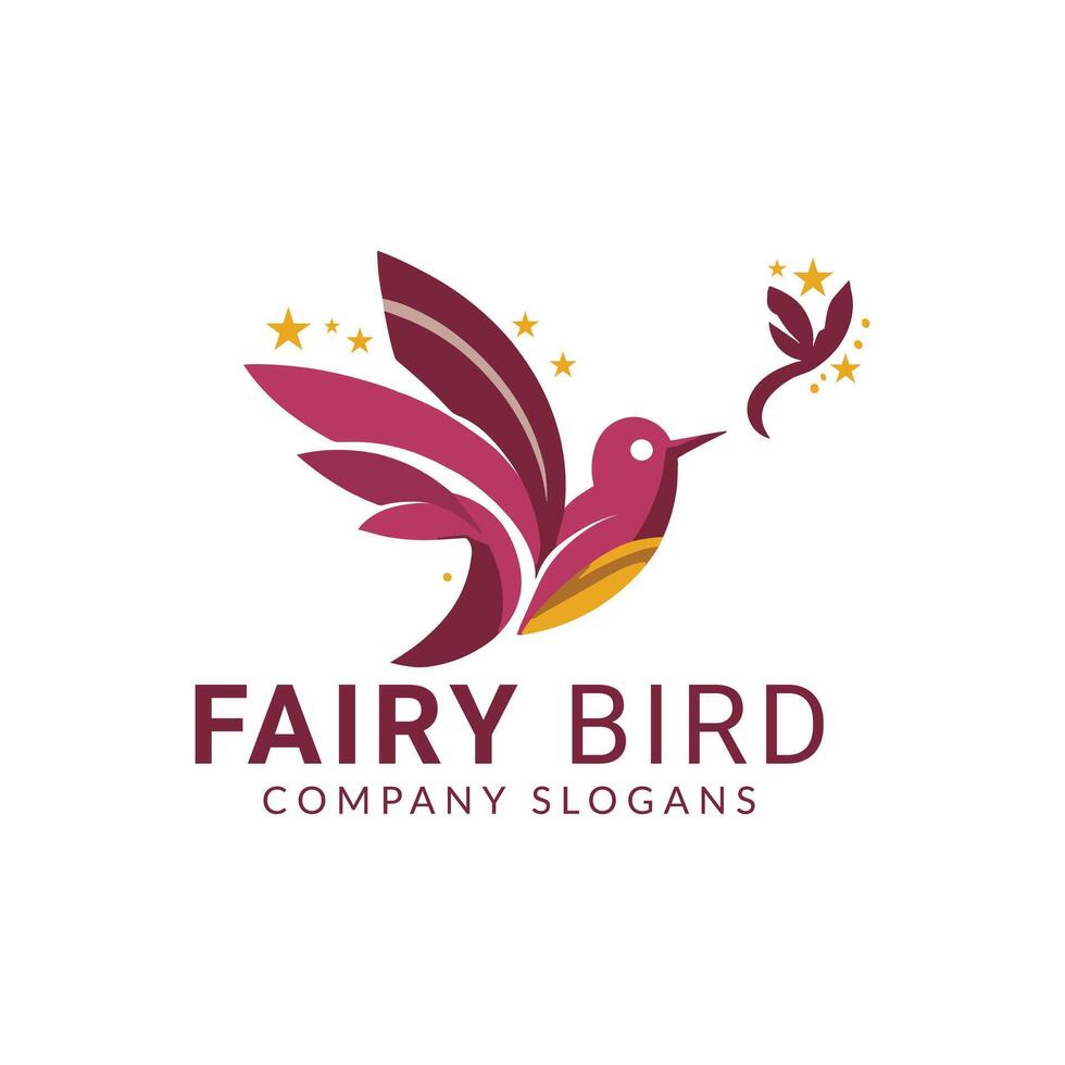 Fairy bird flat design logo vector