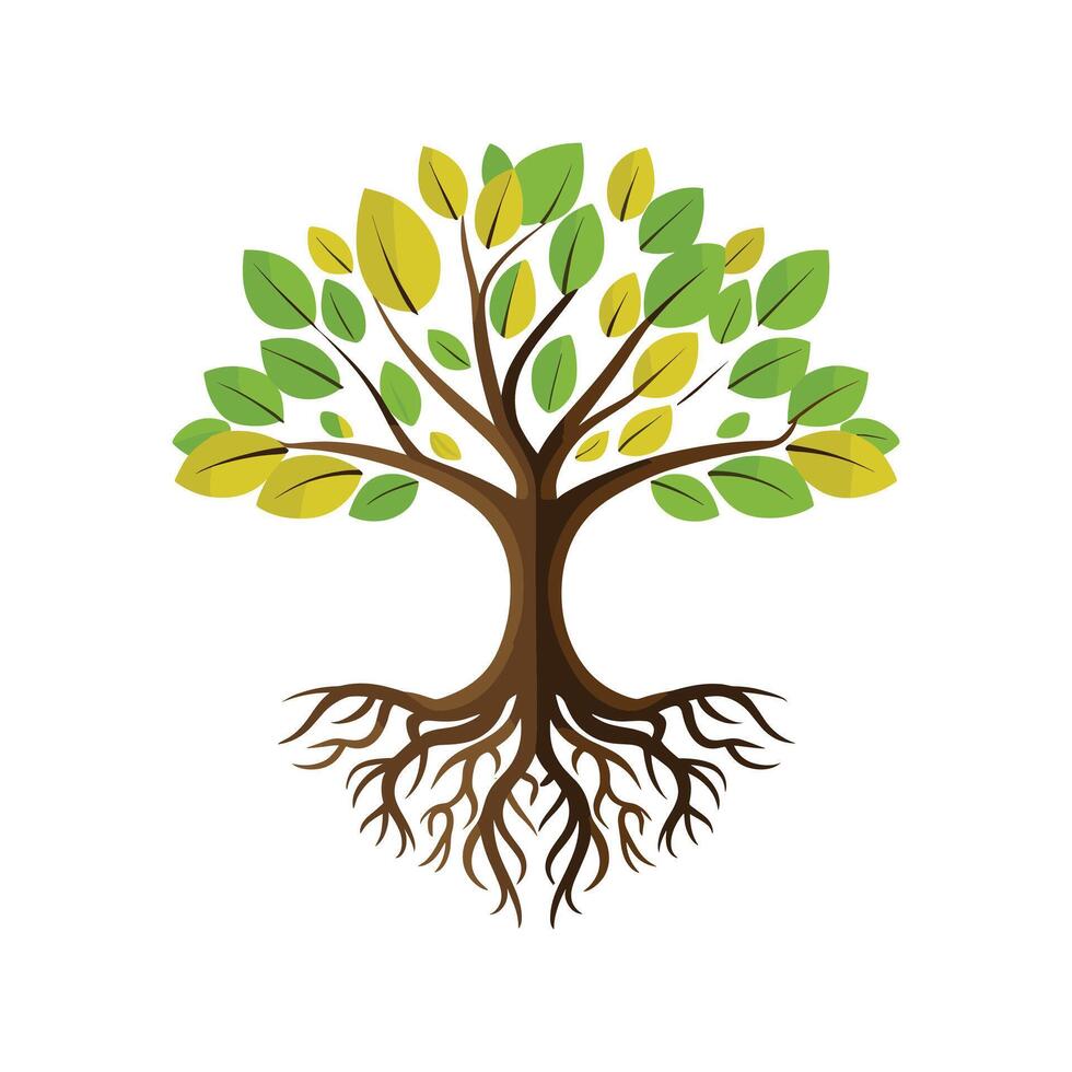 Tree with roots vector illustration