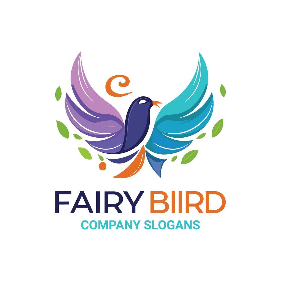 Fairy bird flat design logo vector