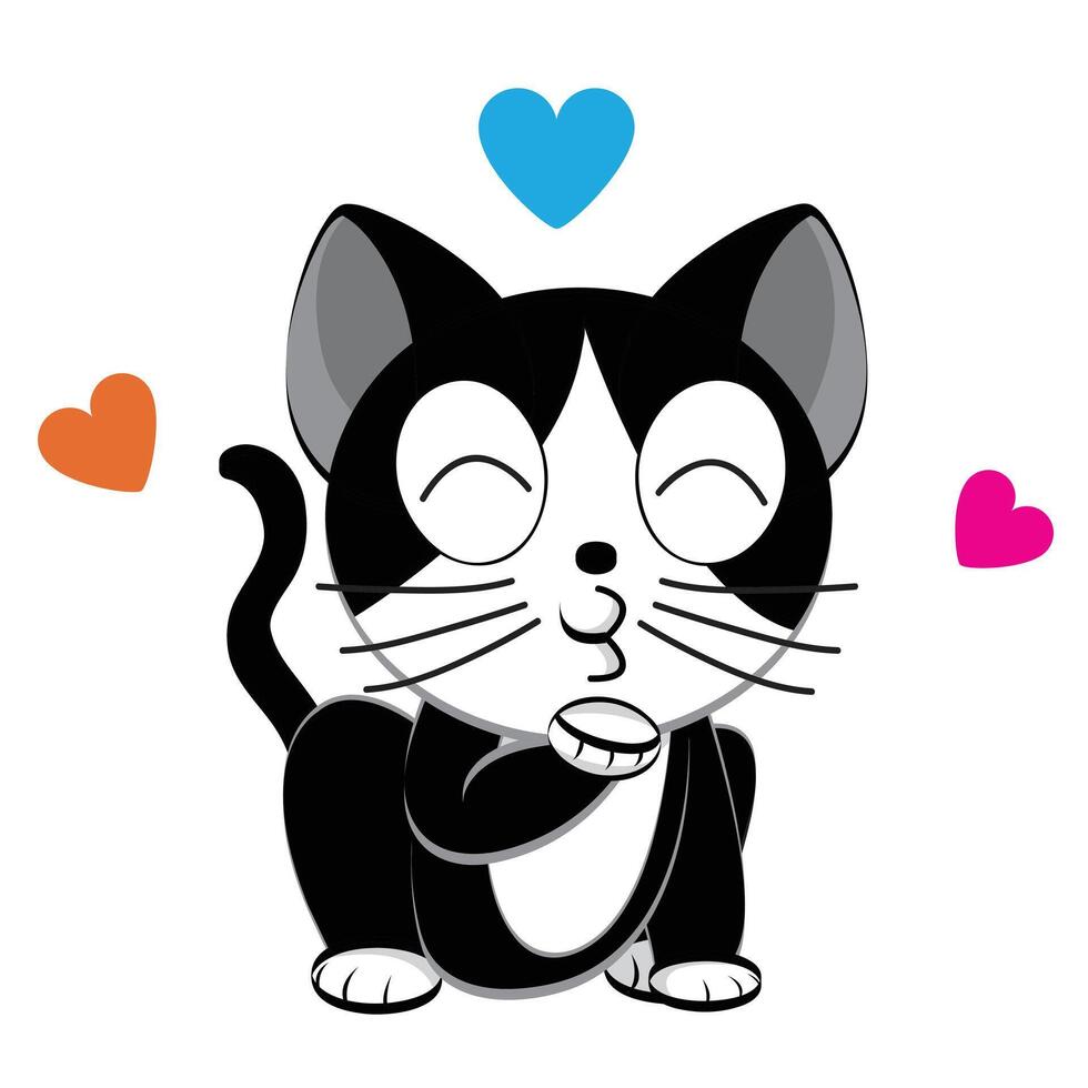 Kiss bye cat illustration in vector format.
