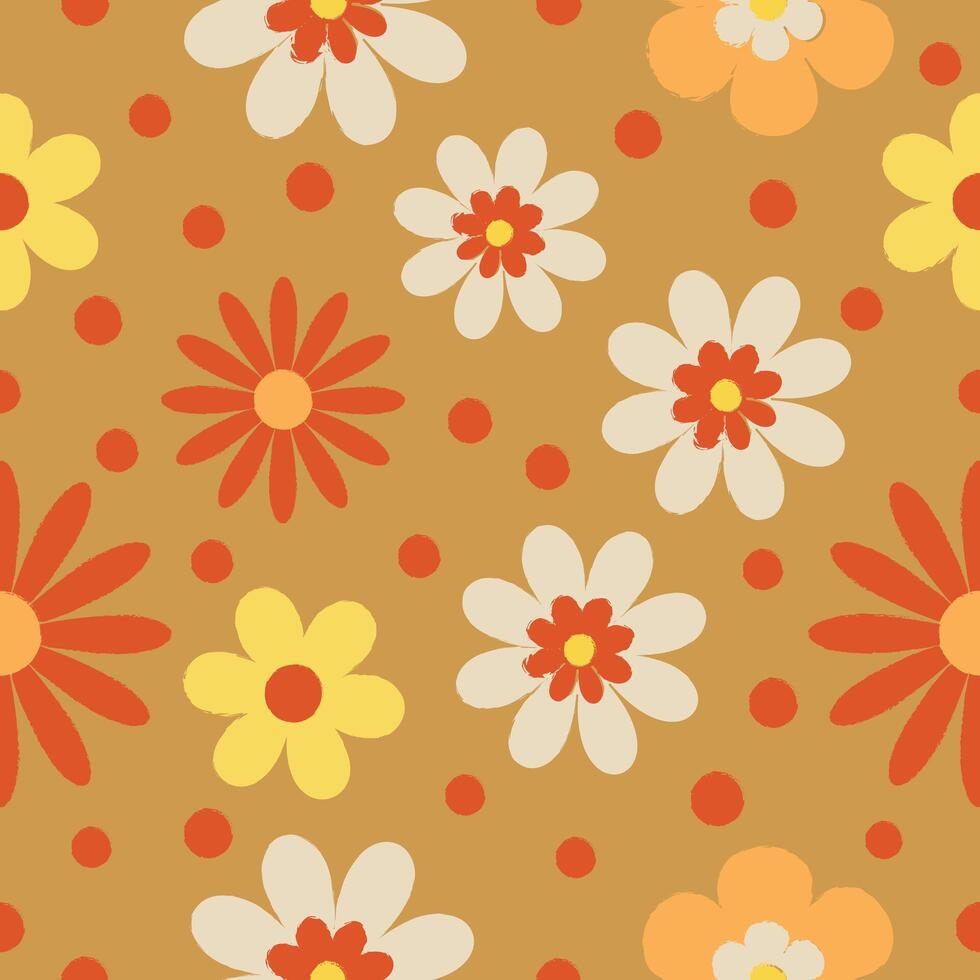 retro naranja flores sin costura modelo fondo de pantalla antecedentes vector ilustración