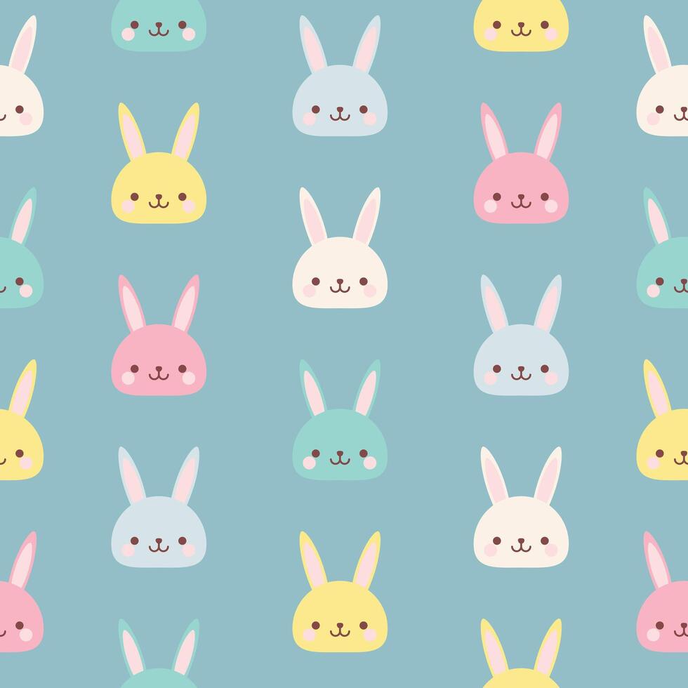 spring easter bunny rabbits eggs cute pastel color seamless pattern or background vector illustration