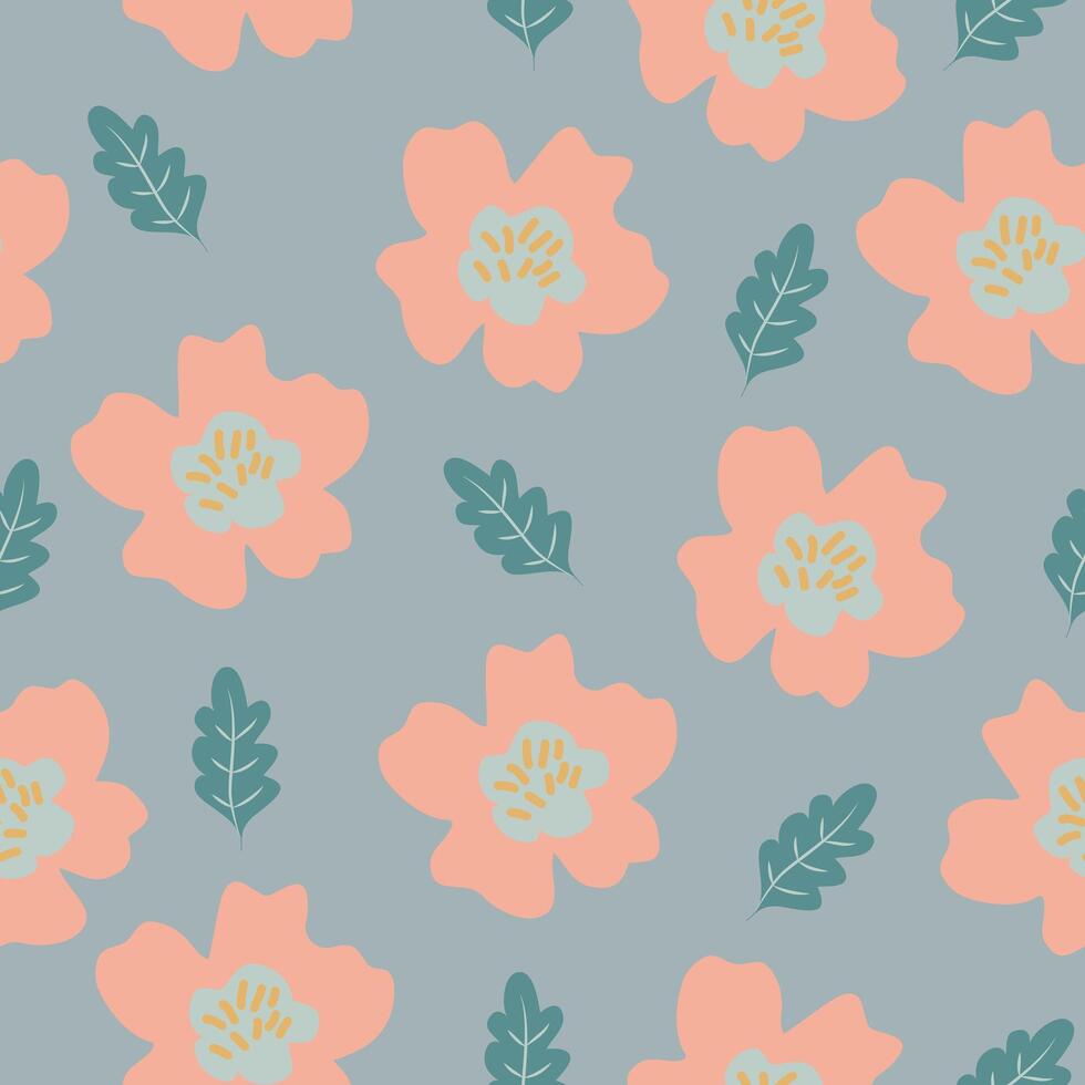 retro vintage boho spring flowers seamless pattern wallpaper background vector illustration