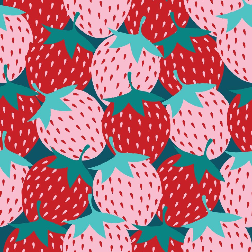 cute strawberry hand drawn seamless pattern background wallpaper vector illustration