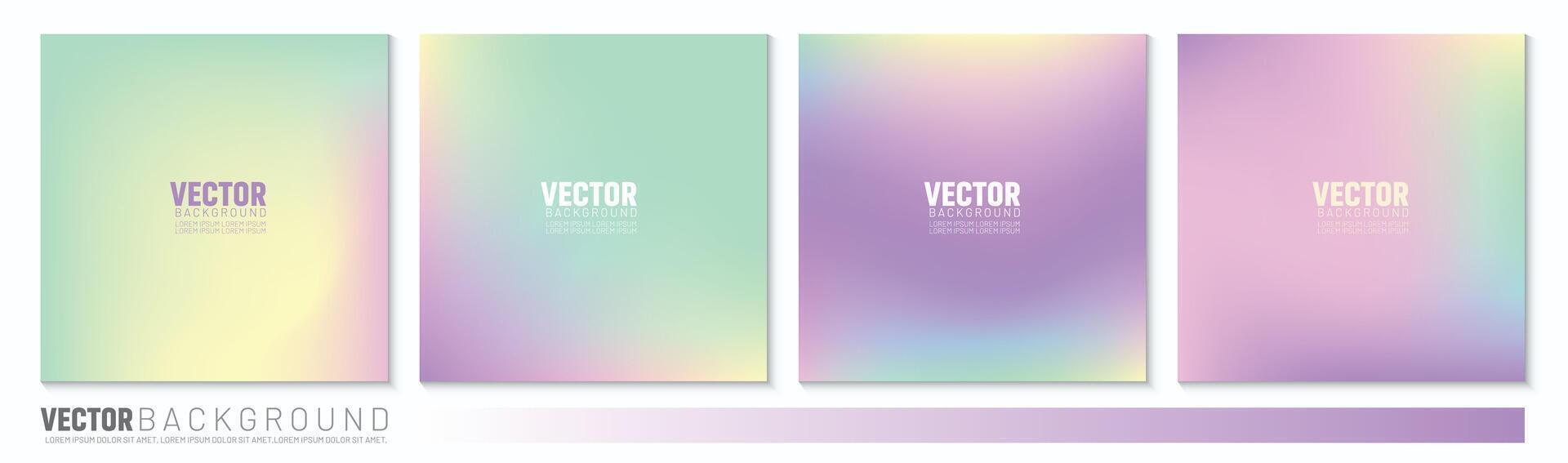 Soft Yellow, Mint, Pink, and Purple color gradient background. Social media post design vector