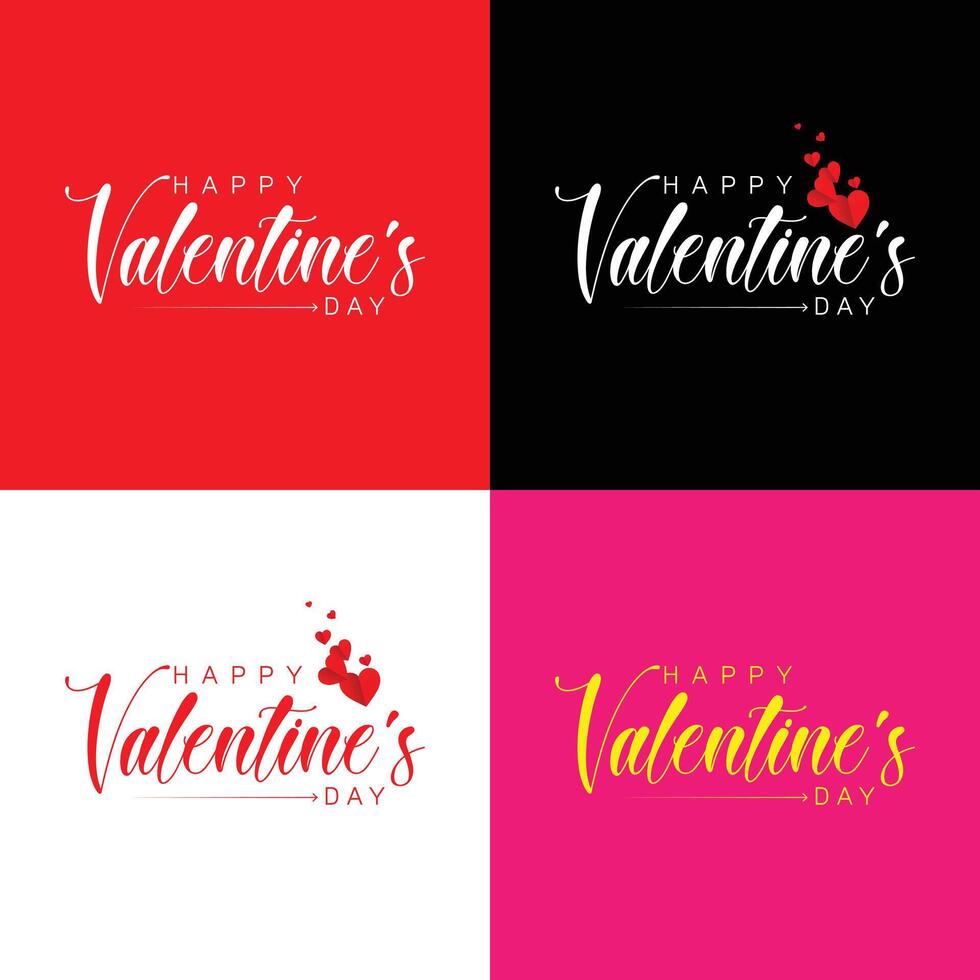 Valentine's Day background with heart pattern and typography of happy valentines Day text vector
