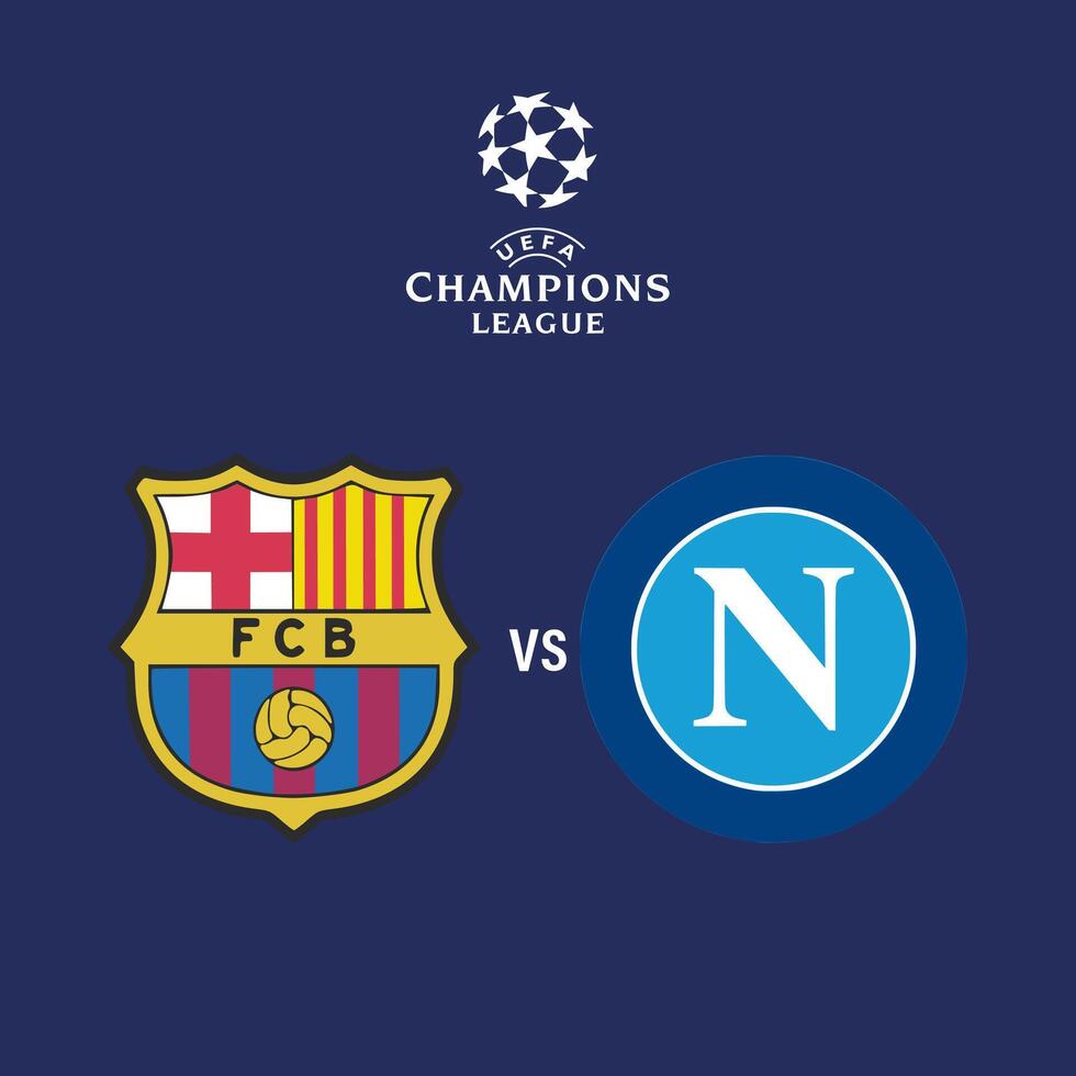 Football soccer Barcelona vs Napoli logo. League of champions. vector