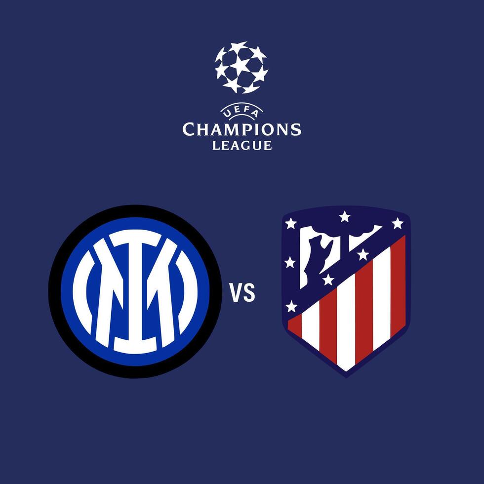 fútbol americano fútbol enterrar Milán vs atlético Madrid logo. liga de campeones vector