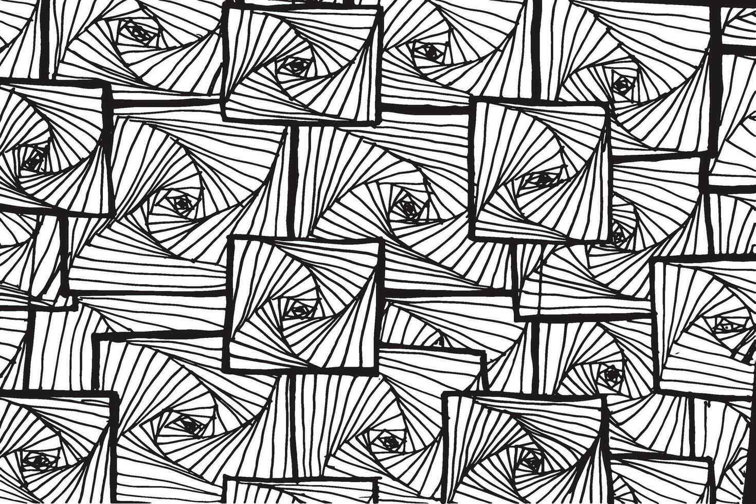 Monochrome black and white hand drawing abstract geometric  pattern vector