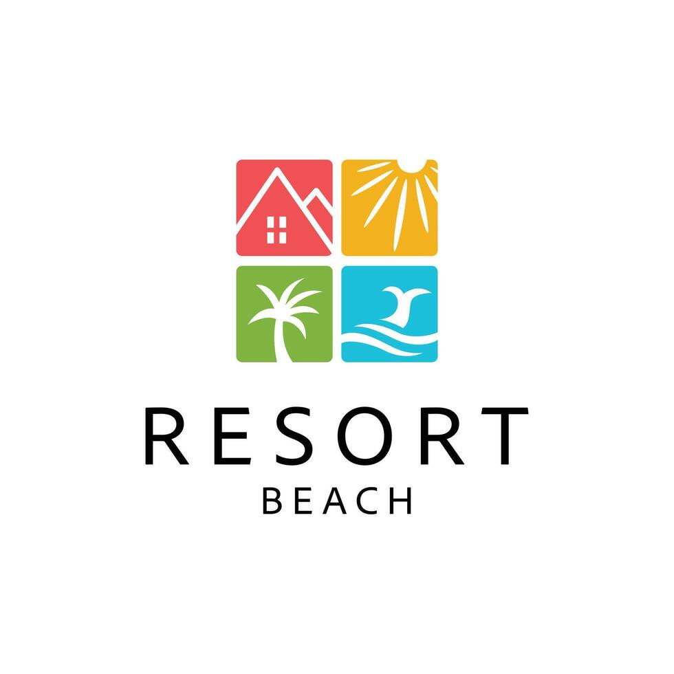 Villa Logo. Resort Beach Logo Design Template Vector Illustration