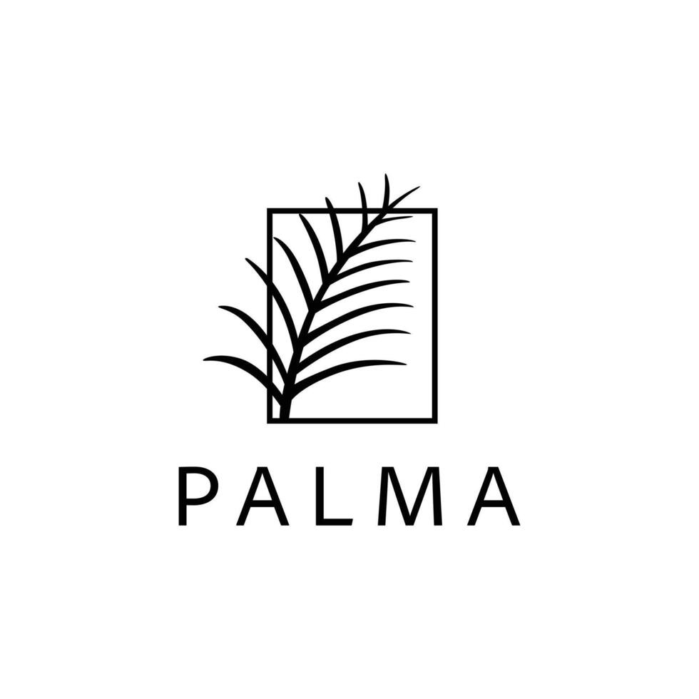 Aesthetic Palm Leaf Logo Design Template Vector Illustration