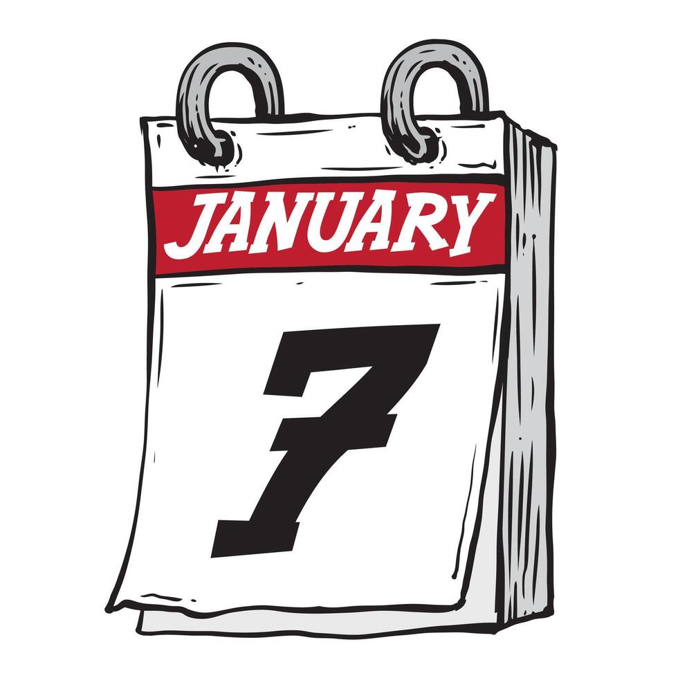 sencillo mano dibujado diario calendario para febrero línea Arte vector ilustración fecha 7, enero 7mo