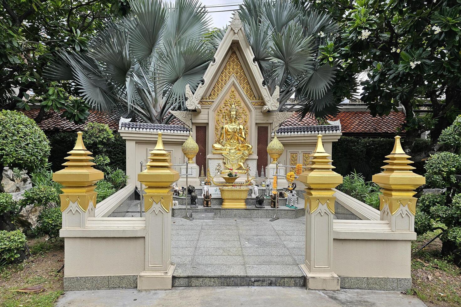 BANGKOK, THAILAND AUGUST 12, 2023 Vishnu or Preserver Statue at Siam University where is a famous University in Thailand. It was established in 1965. photo