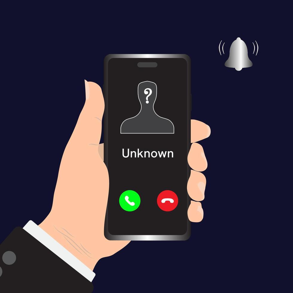 Unknown number calling. Unusual number on blue background. vector