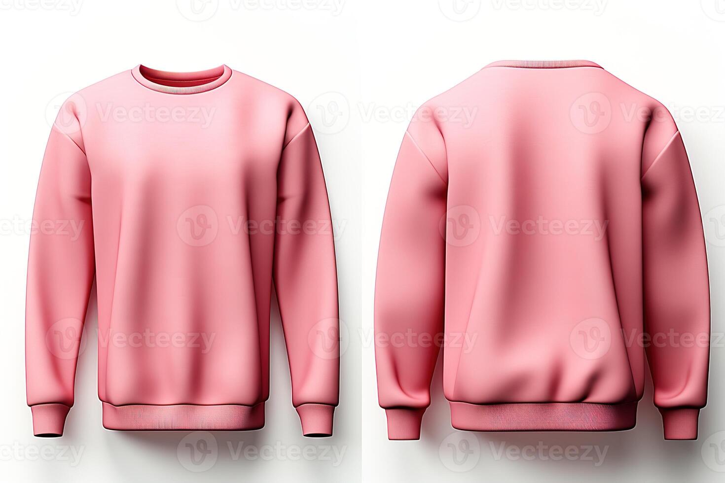 AI generated Back and front view of pink sweatshirt blank mockup for fashion design photo