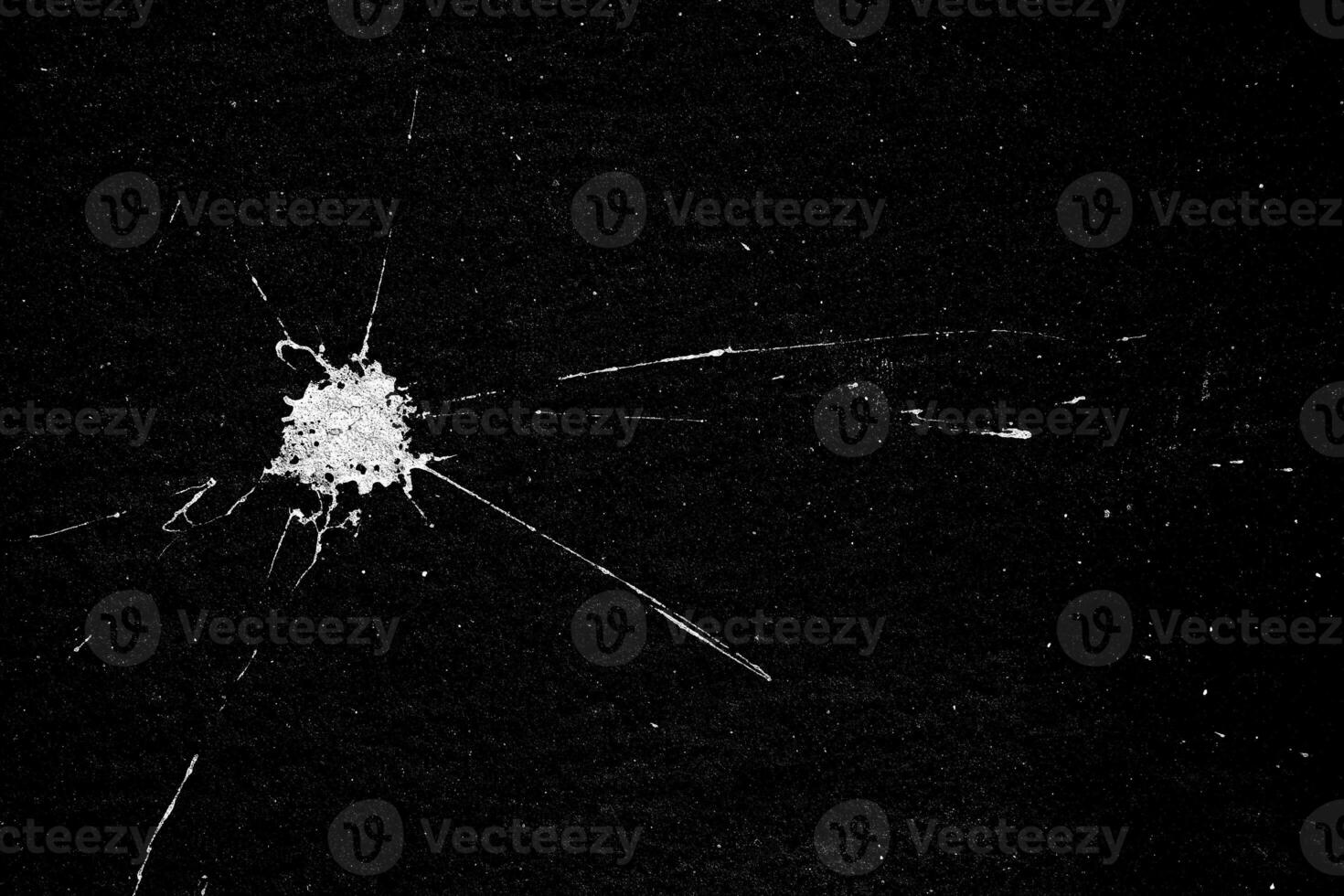 White Color Splash Dirt and Scratches on Black Background, Suitable for Distressed Overlay Images. photo