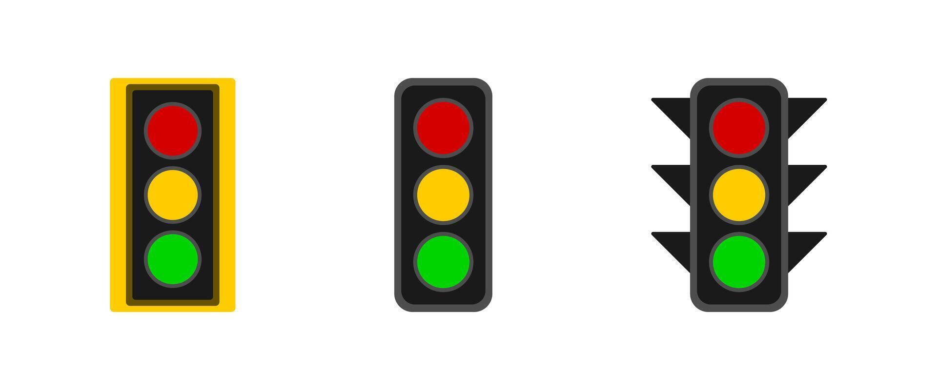 Three different color traffic lights suitable for illustrating road safety, traffic regulation, and decision making concepts in design projects. vector