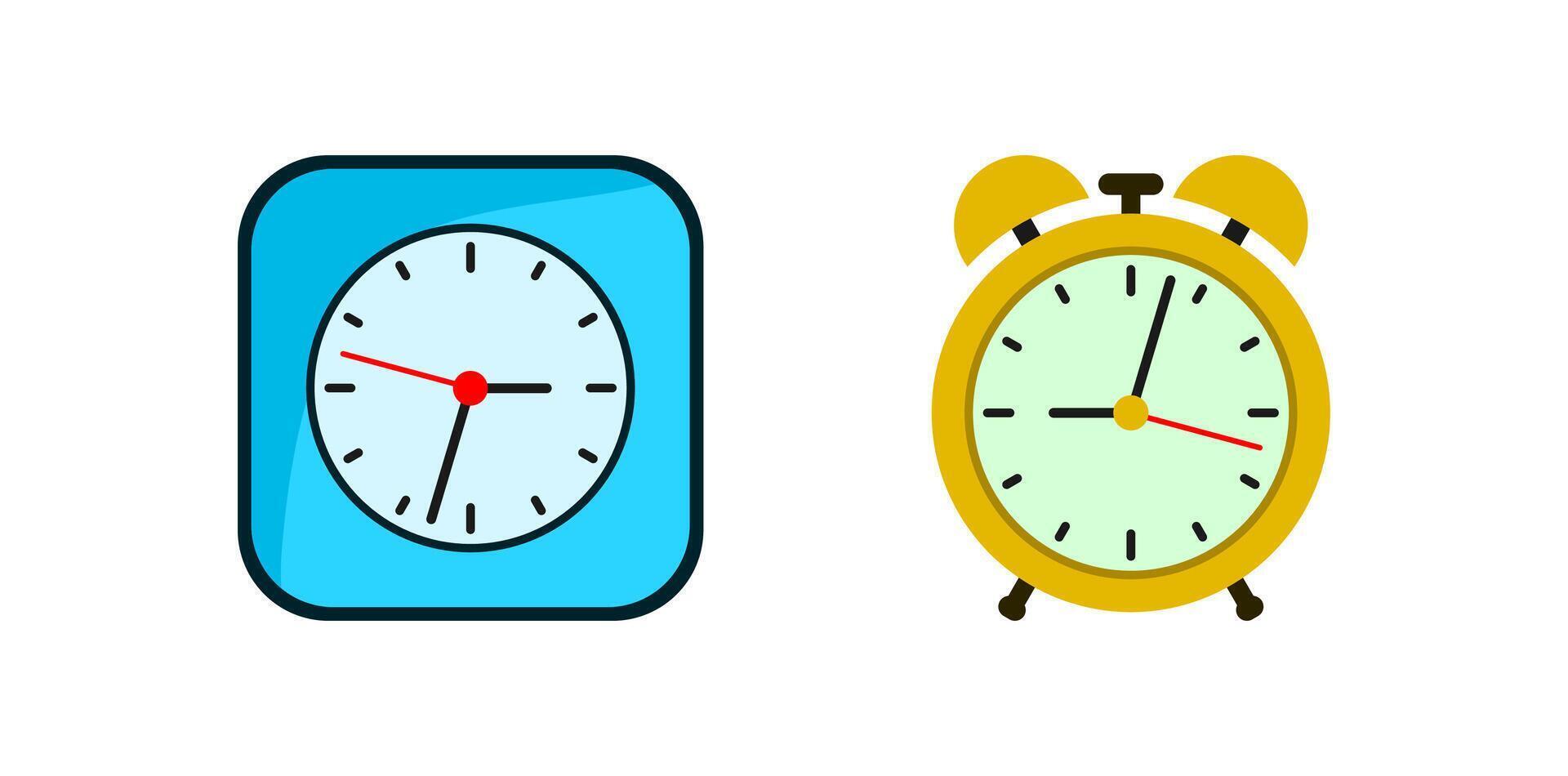 Two clocks, one showing the time, suitable for time management concepts, scheduling, business meetings, and timesensitive topics. vector