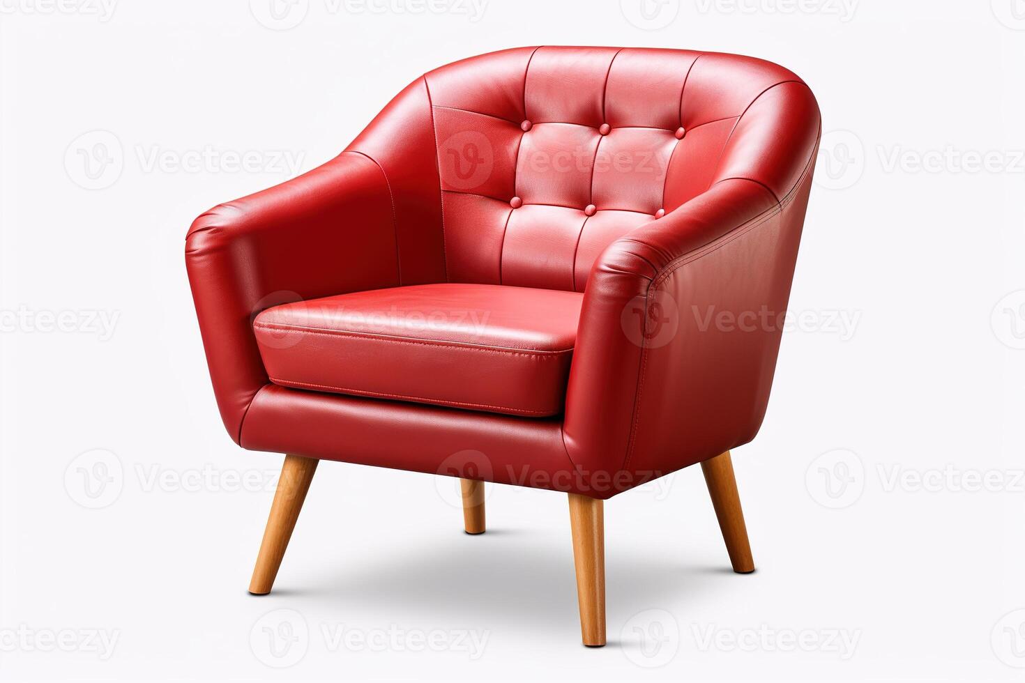AI generated side view modern stylish red leather armchair isolated on white background photo