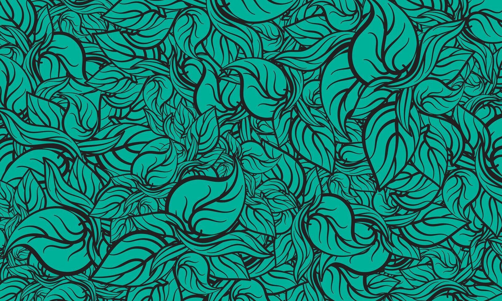 nature pattern with leaves in doodle style. Vector illustration