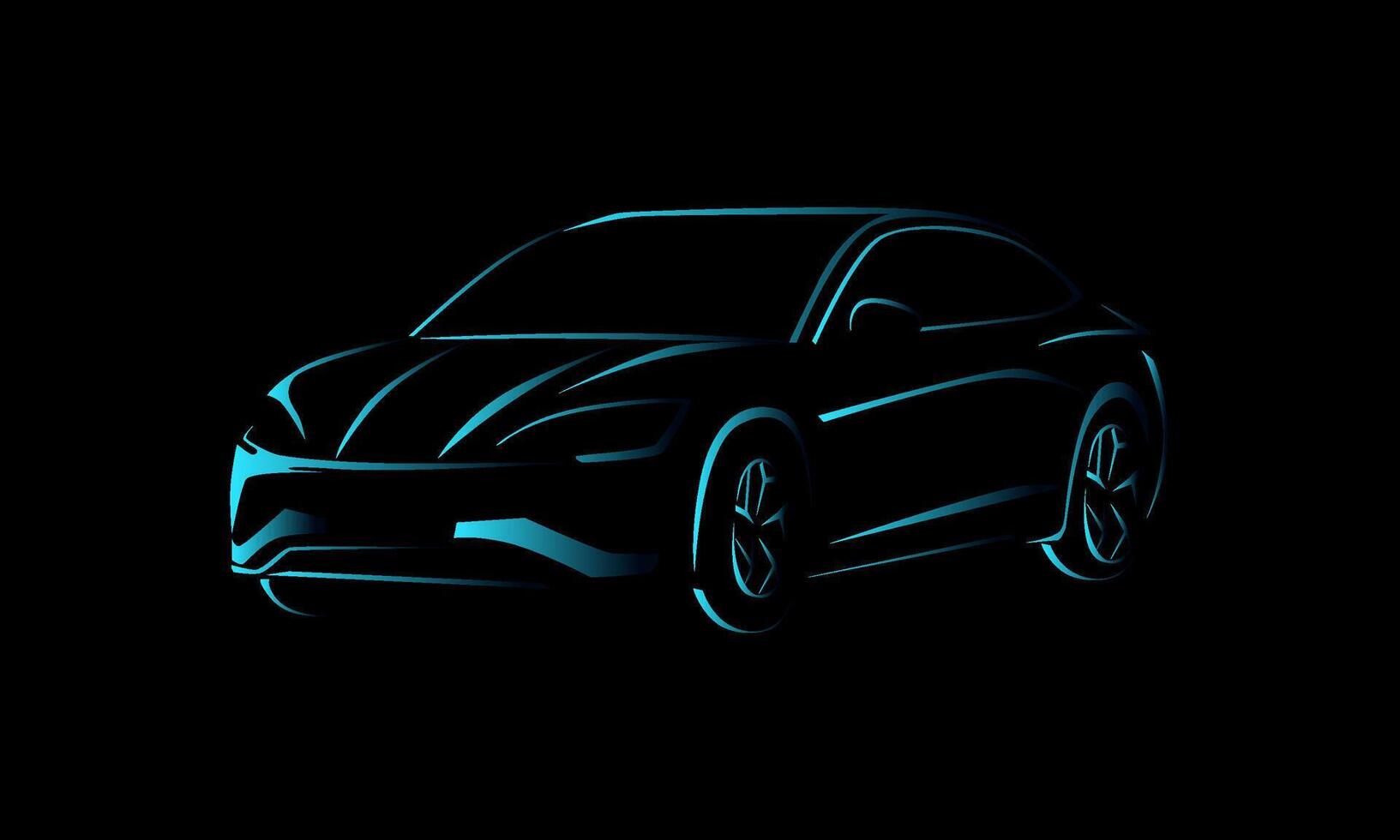 electric car on a black background. Vector illustration. Eps 10.