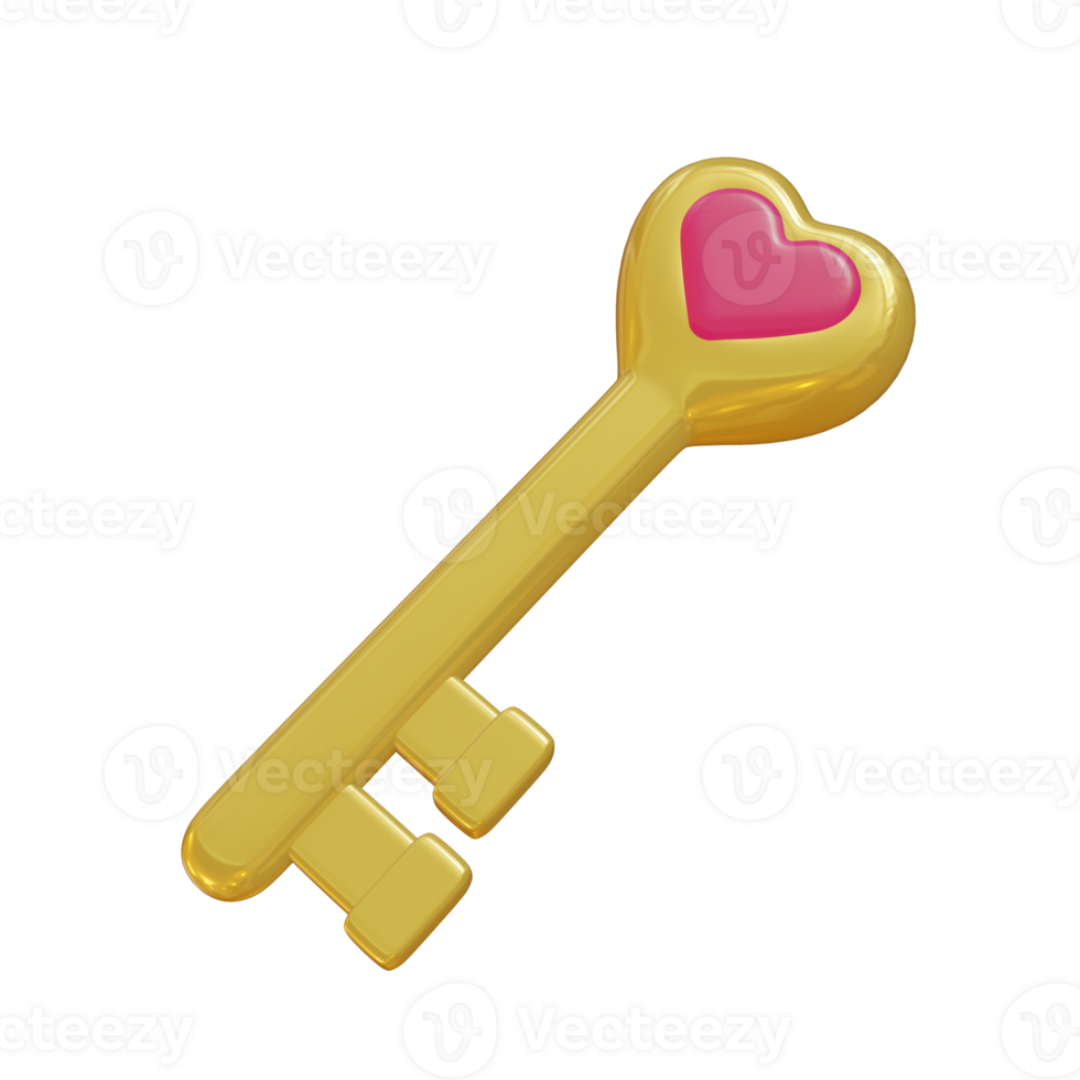 3D Illustration of love key for Valentine's Day png