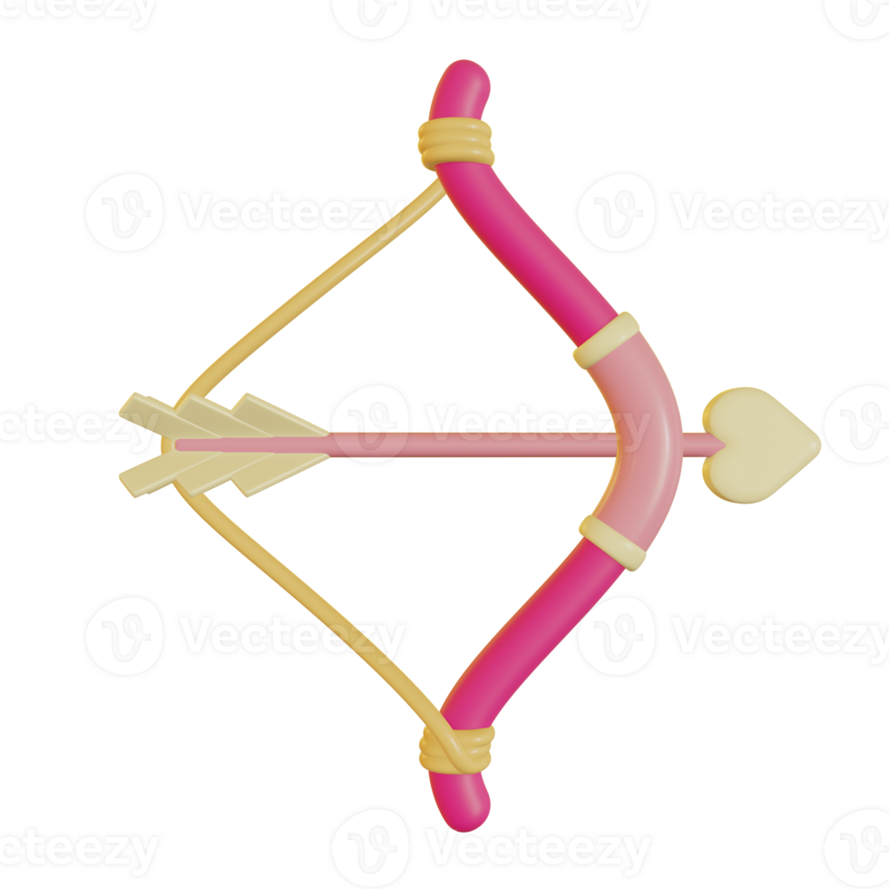 3d ilustración de de madera Cupido arco y flecha para San Valentín día png