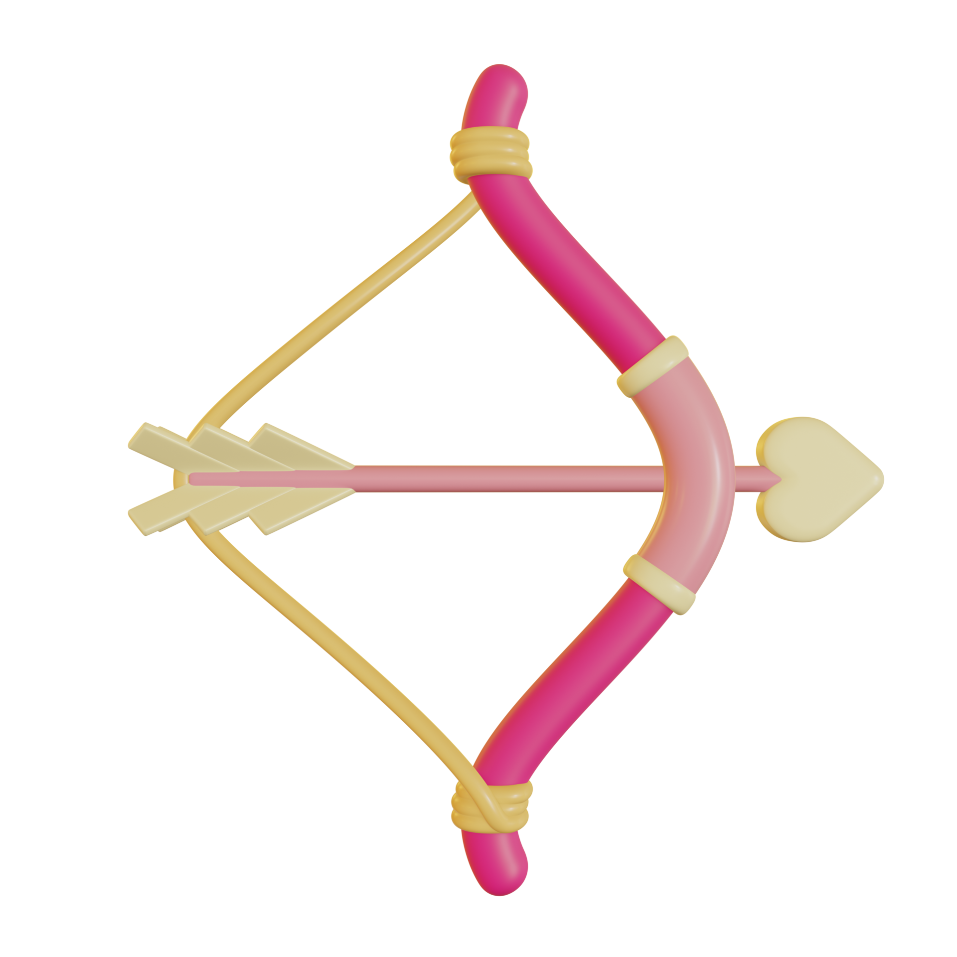 3D Illustration of wooden cupid bow and arrow for Valentine's Day